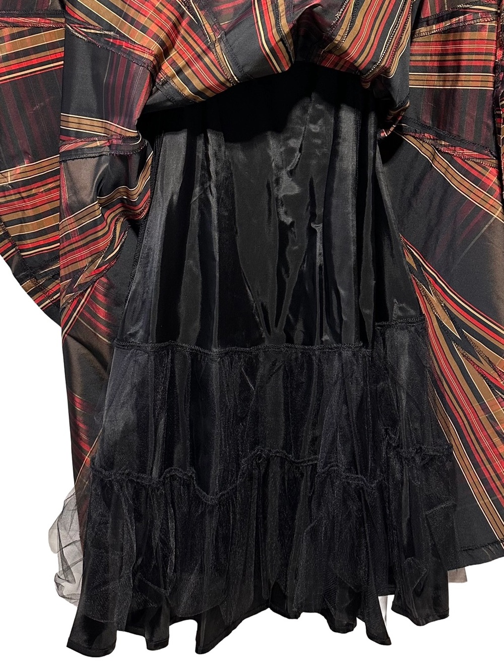 Zara Plaid Taffeta Coquette Goth Dark Academia Holiday Party Midi Dress S - Picture 5 of 9